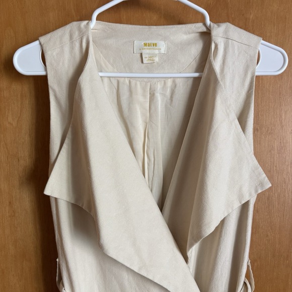 Anthropologie Maeve Longline Linen Vest Beige XXS Belted‎ - Picture 4 of 13